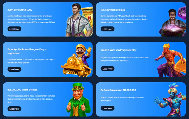 Overzicht van JaaBet Casino bonussen met welkomstbonus, cashback, jackpots en toernooien